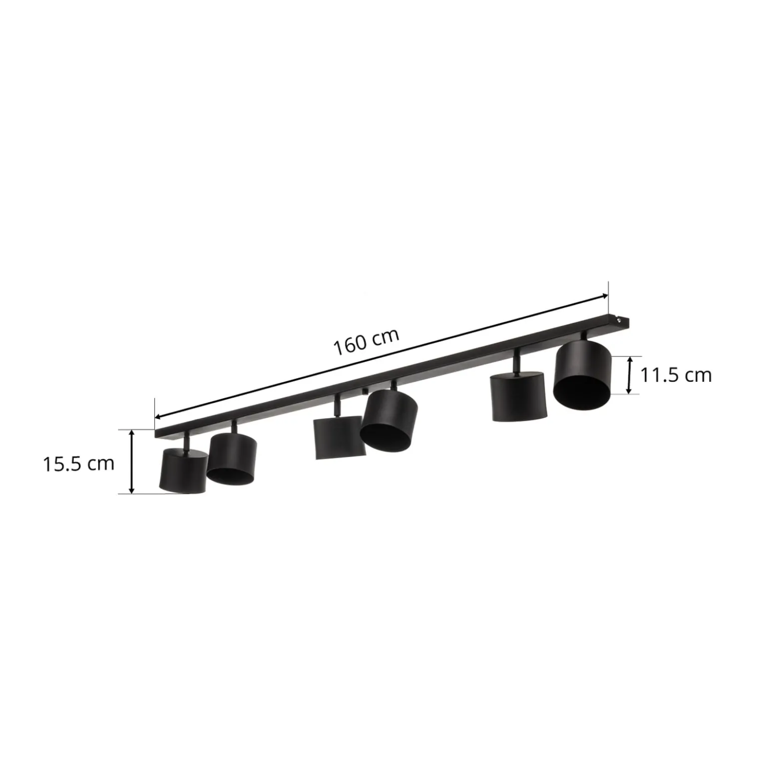 Kattokohdevalo 1047PL_K, 6-lamppuinen, musta