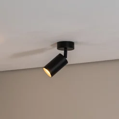 Kattokohdevalo Sado musta teräs, säädettävä 1-lamppuinen pyöreä