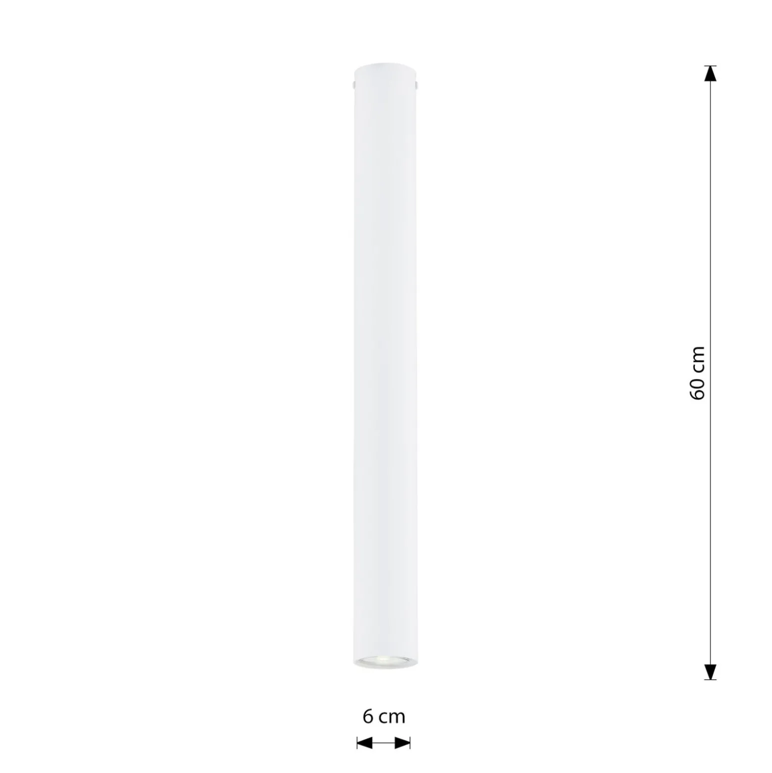 Kattokohdevalo Tecno 1XL, teräs, GU10, korkeus 60 cm, valkoinen