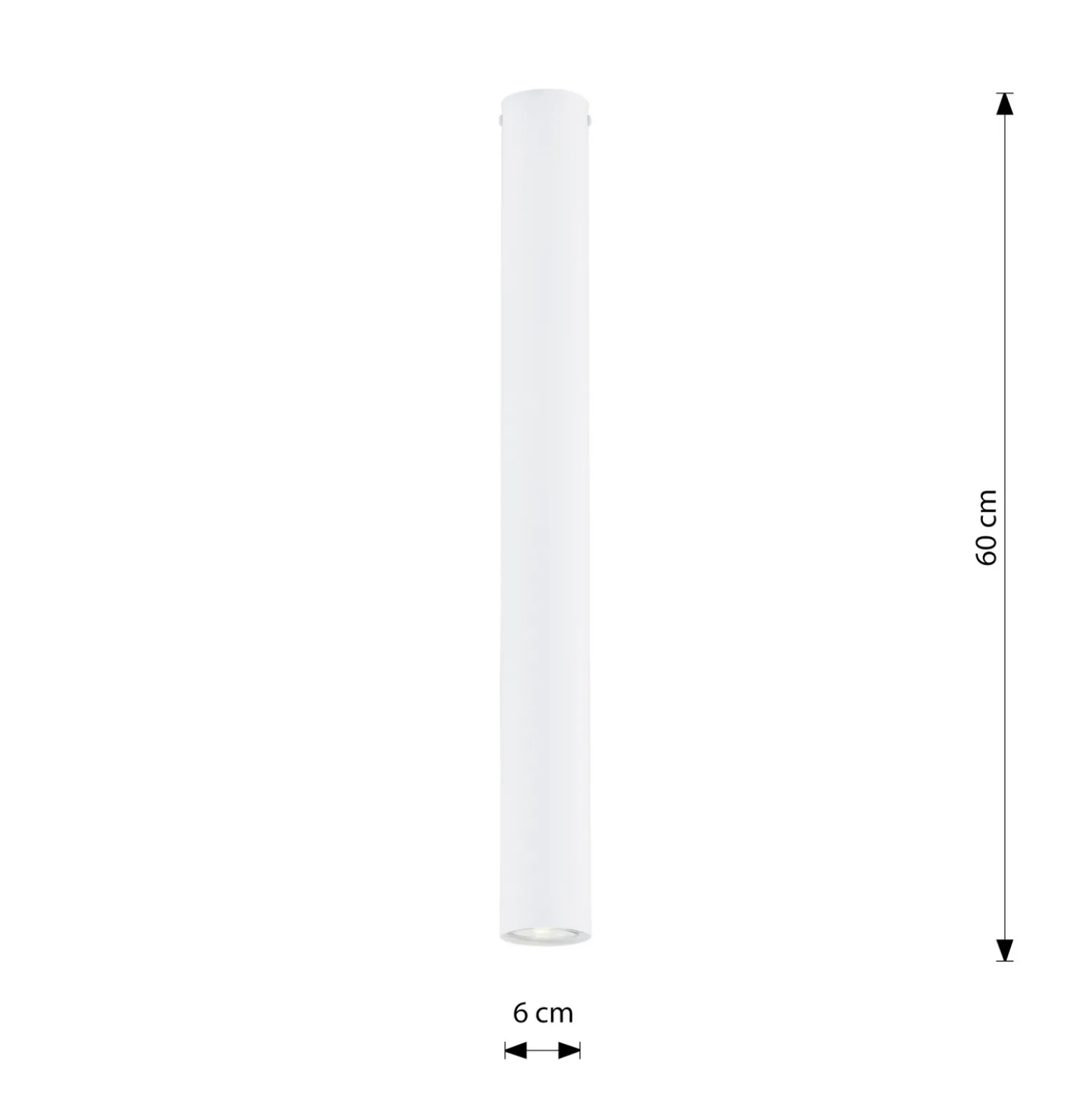 Kattokohdevalo Tecno 1XL, teräs, GU10, korkeus 60 cm, valkoinen