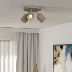 Kattokohdevalo Tilston, beige, Ø 25 cm, 3-lamppuinen, teräs