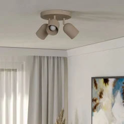 Kattokohdevalo Tilston, beige, Ø 25 cm, 3-lamppuinen, teräs