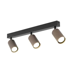 Kattokohdevalo Tune, 3-lamppuinen, ruskea, metalli, pituus 66 cm