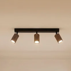 Kattokohdevalo Tune, 3-lamppuinen, ruskea, metalli, pituus 66 cm