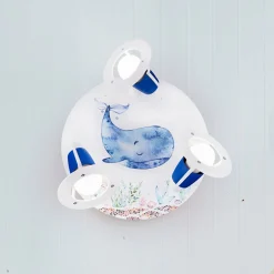 Kattokruunu Paul Pottwal, valkoinen-sininen, Ø 29 cm, 3-liekkinen