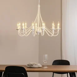Kattokruunu vaaleanpunainen, valkoinen, 12-lamppuinen, metalli