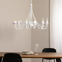 Kattokruunu vaaleanpunainen, valkoinen, 12-lamppuinen, metalli