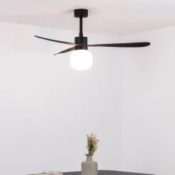 Kattotuuletin Amelia Ball LED-valolla, musta