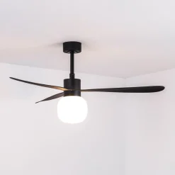 Kattotuuletin Amelia Ball LED-valolla, musta