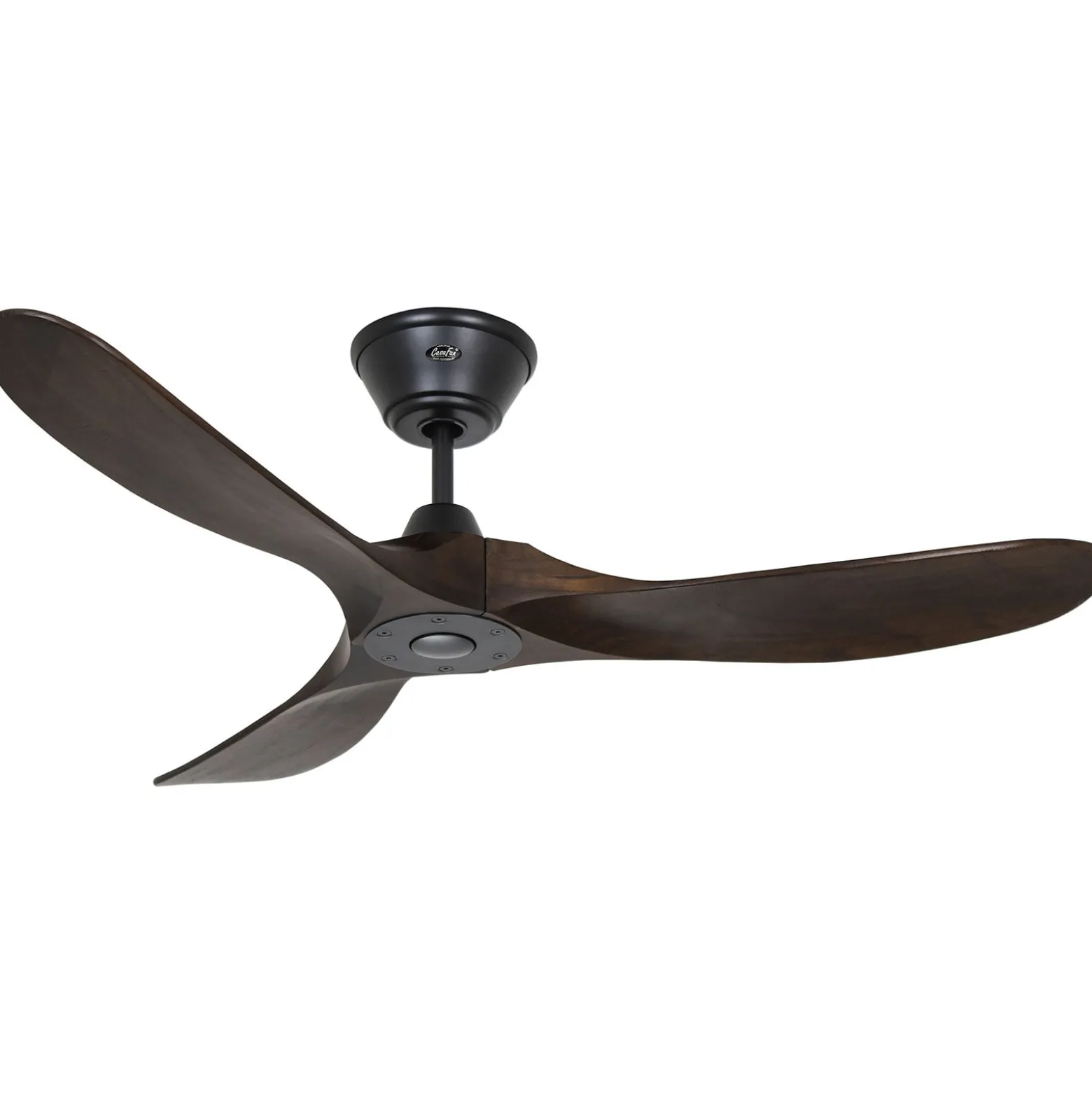 Kattotuuletin ECO GENUINO, musta/pähkinäpuu, halkaisija 122 cm, hiljainen