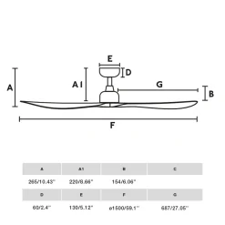 Kattotuuletin Outwood, ruskea, DC, hiljainen, Ø 150 cm, IP44