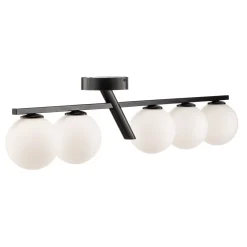 Kattovalaisin Baleo, musta/opaali, 5-lamppuinen