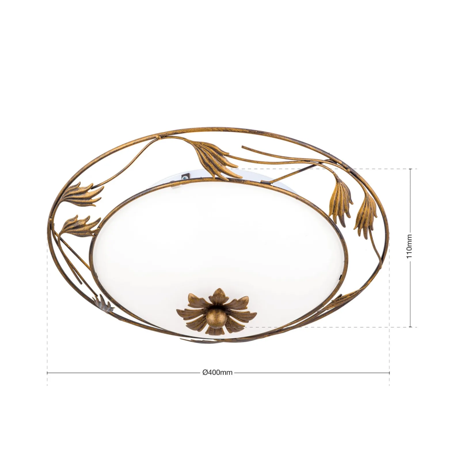 Kattovalaisin Fleur, antiikkikulta, Ø 40 cm