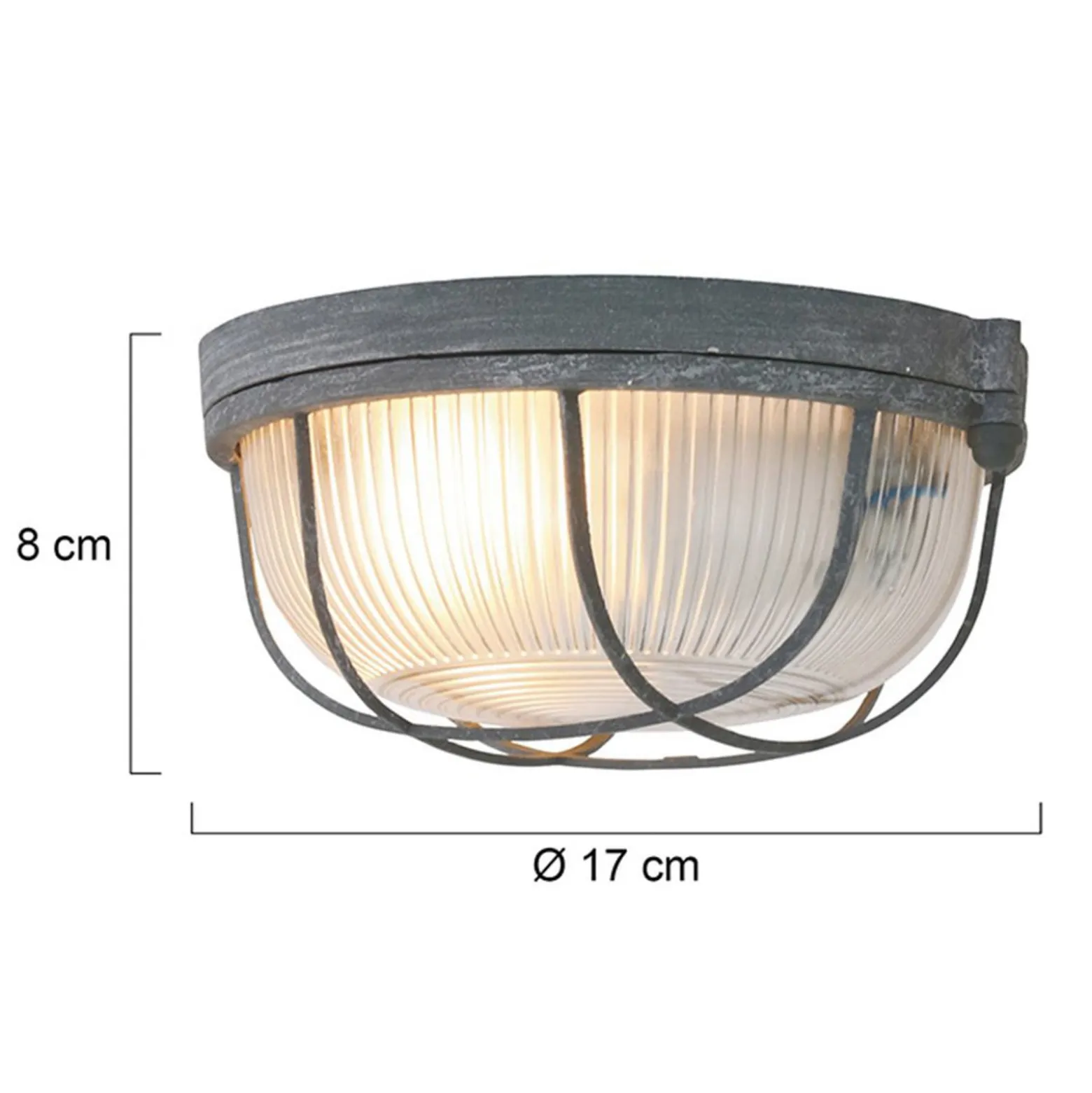 Kattovalaisin Lisanne, harmaa, Ø 17 cm, metalli, lasi, E27