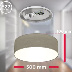 Kattovalaisin Litora, taupe, Ø 30 cm, tekstiili, E27