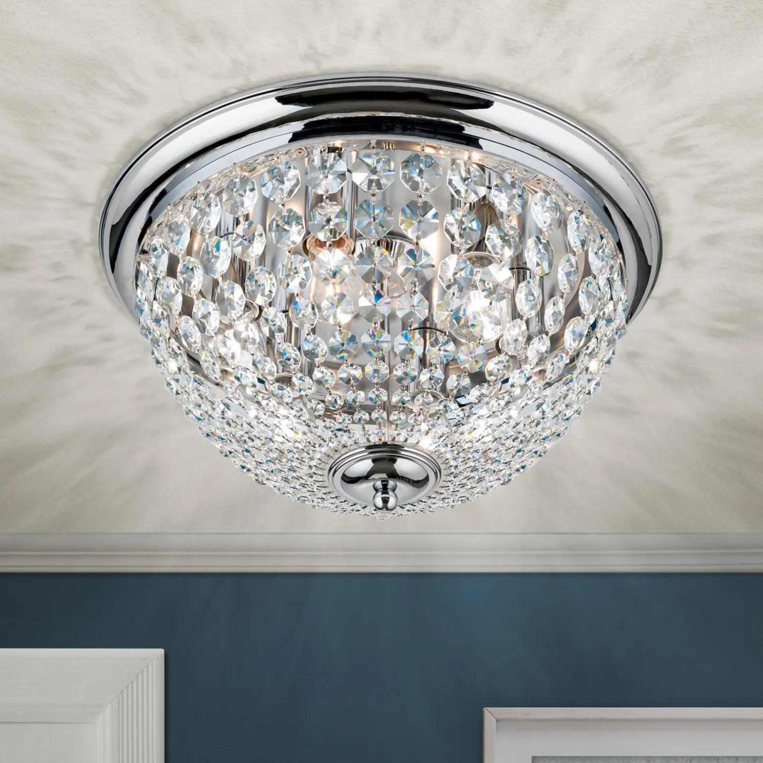 Kattovalaisin Plafond, kromi/läpinäkyvä, Ø 47 cm