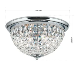 Kattovalaisin Plafond, kromi/läpinäkyvä, Ø 47 cm