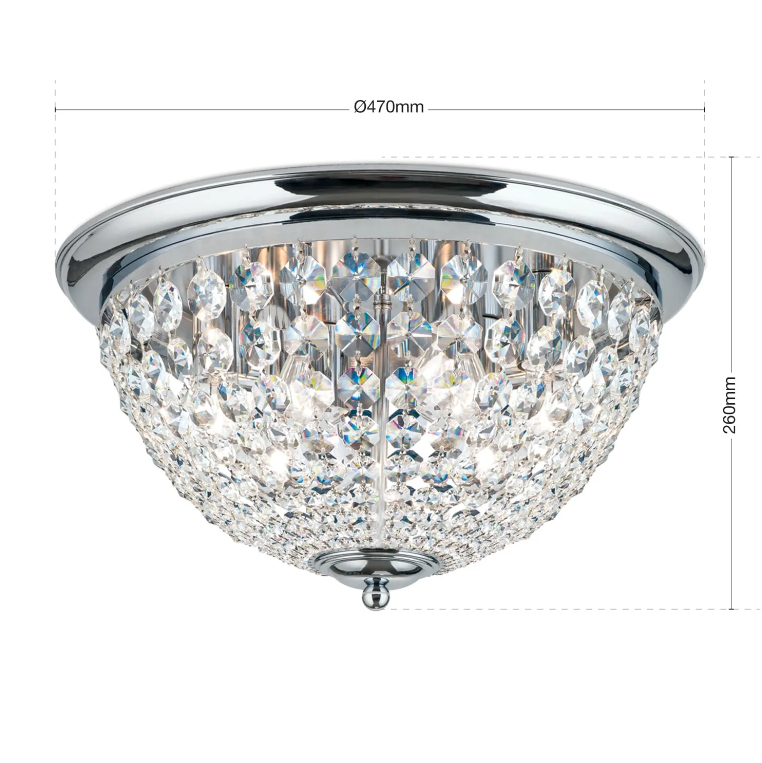 Kattovalaisin Plafond, kromi/läpinäkyvä, Ø 47 cm