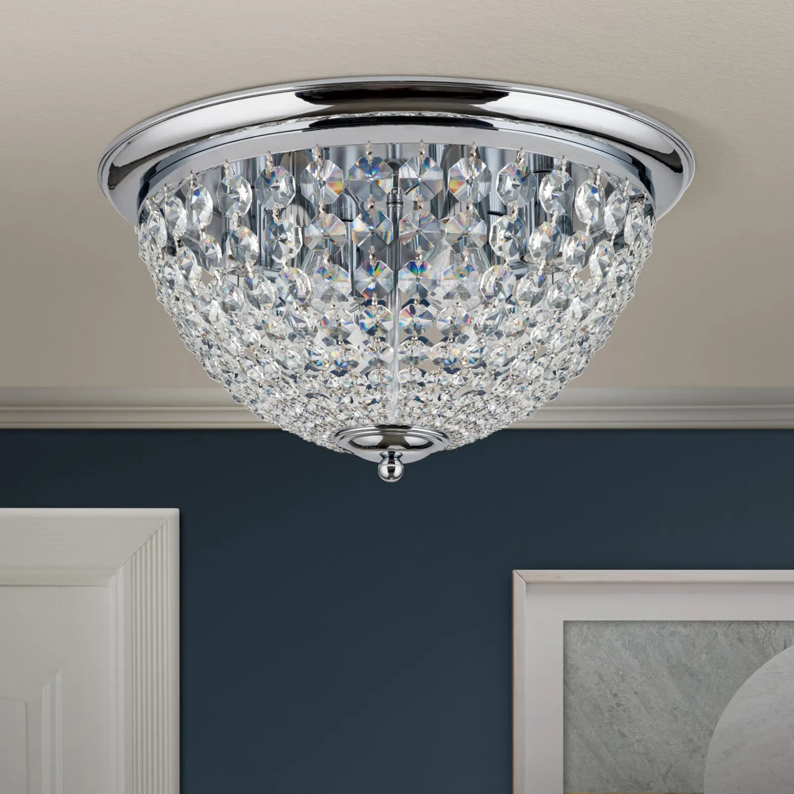 Kattovalaisin Plafond, kromi/läpinäkyvä, Ø 47 cm