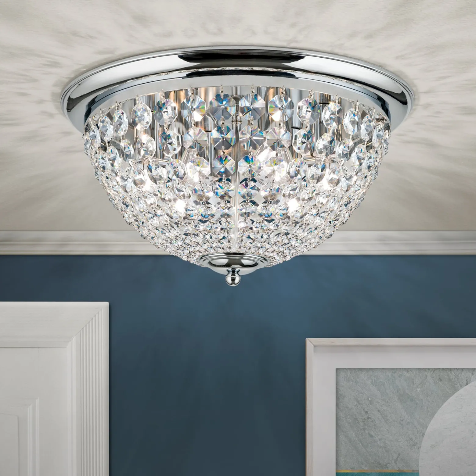 Kattovalaisin Plafond, kromi/läpinäkyvä, Ø 47 cm
