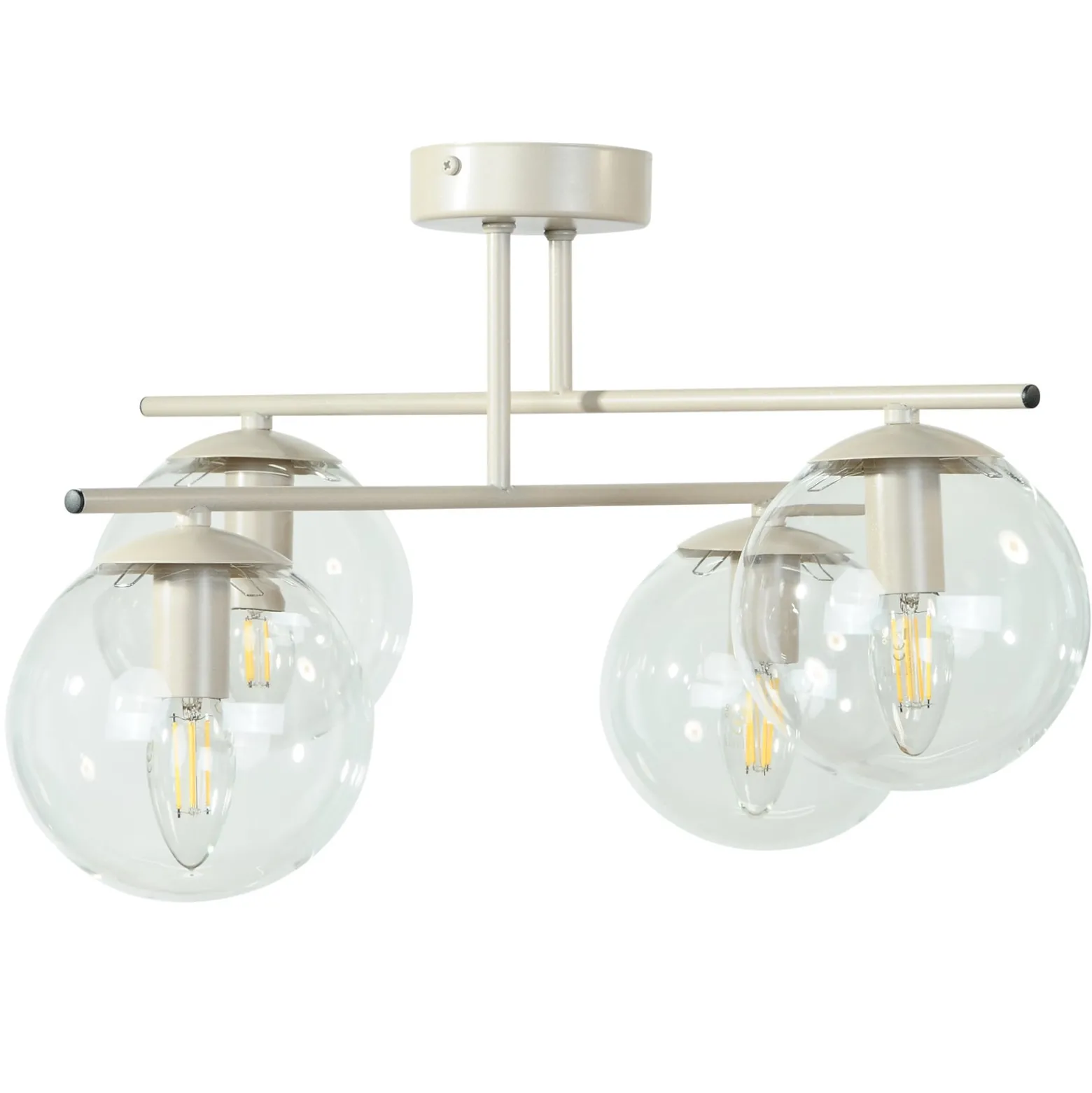 Kattovalaisin Zoe, beige, pituus 51 cm, lasi, 4-lamppuinen, E14