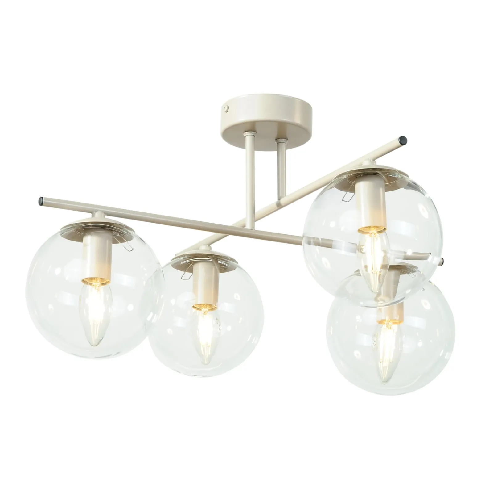 Kattovalaisin Zoe, beige, pituus 51 cm, lasi, 4-lamppuinen, E14