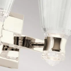 Kayva LED-seinävalaisin, IP44, 2-valo, kiillotettu nikkeliä