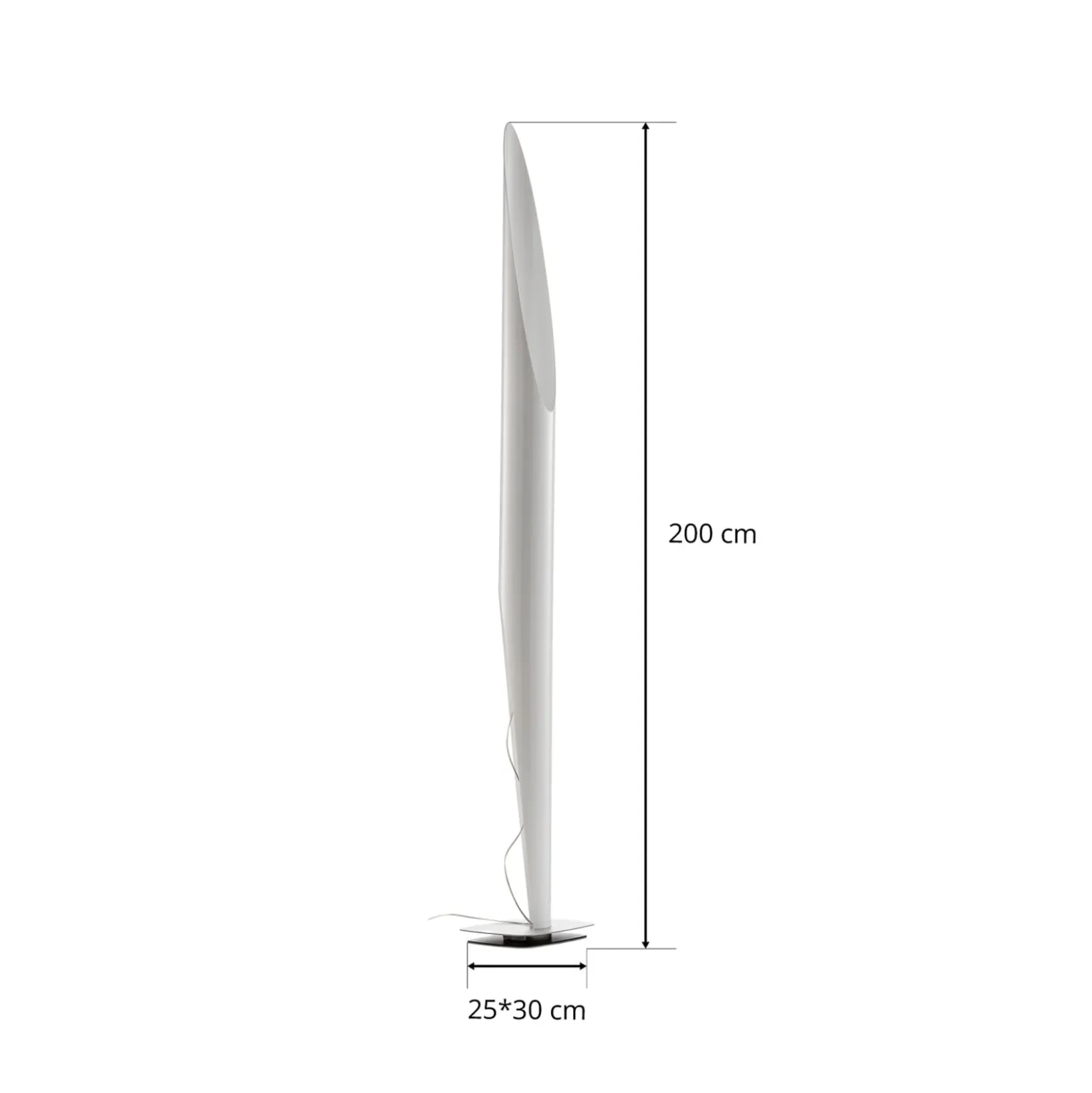 kdln lattiavalaisin Shakti, hopea, valkoinen satiini, korkeus 200 cm