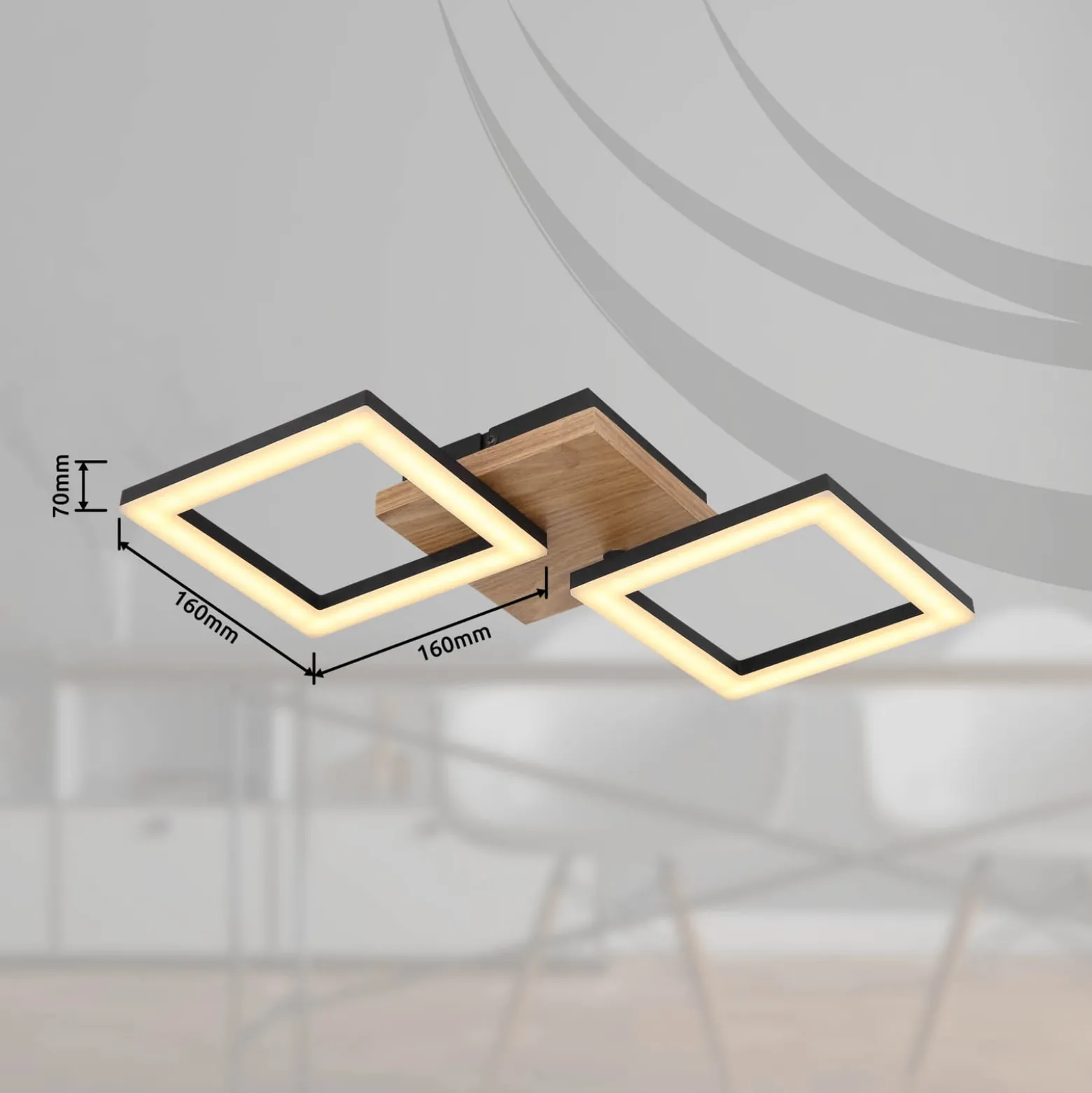 Kerry LED-kattovalaisin, pituus 46 cm, musta/tummanruskea