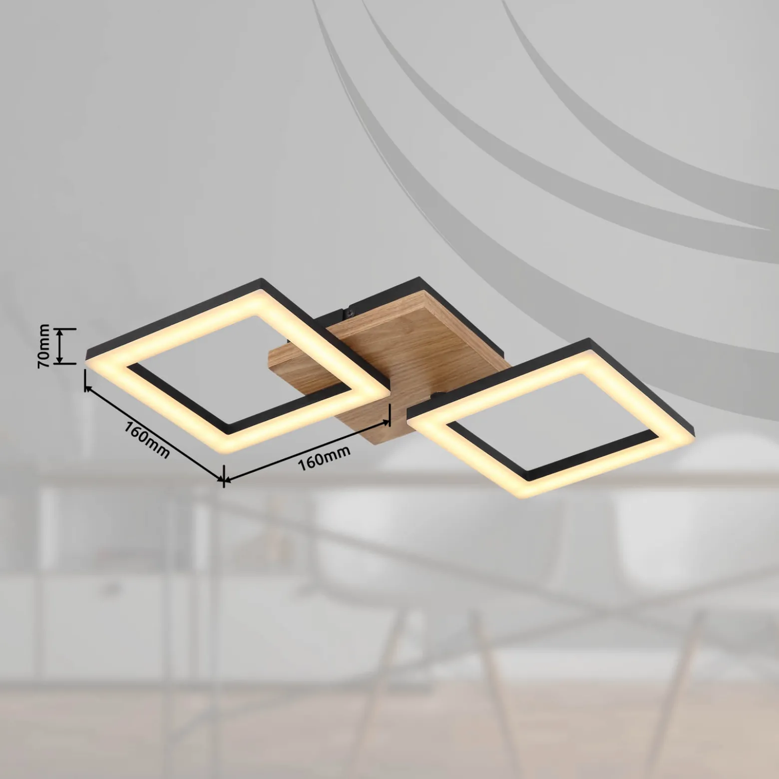 Kerry LED-kattovalaisin, pituus 46 cm, musta/tummanruskea