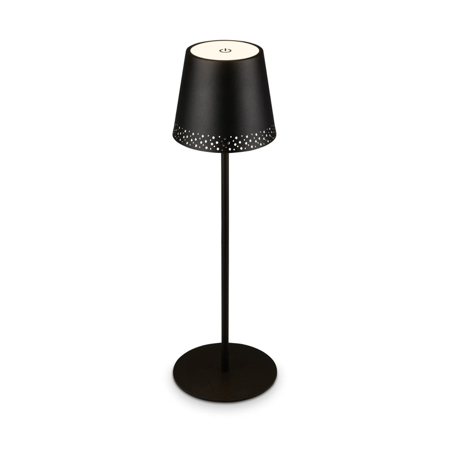 Kiki LED ladattava pöytävalaisin, musta, IP44, 3 000K