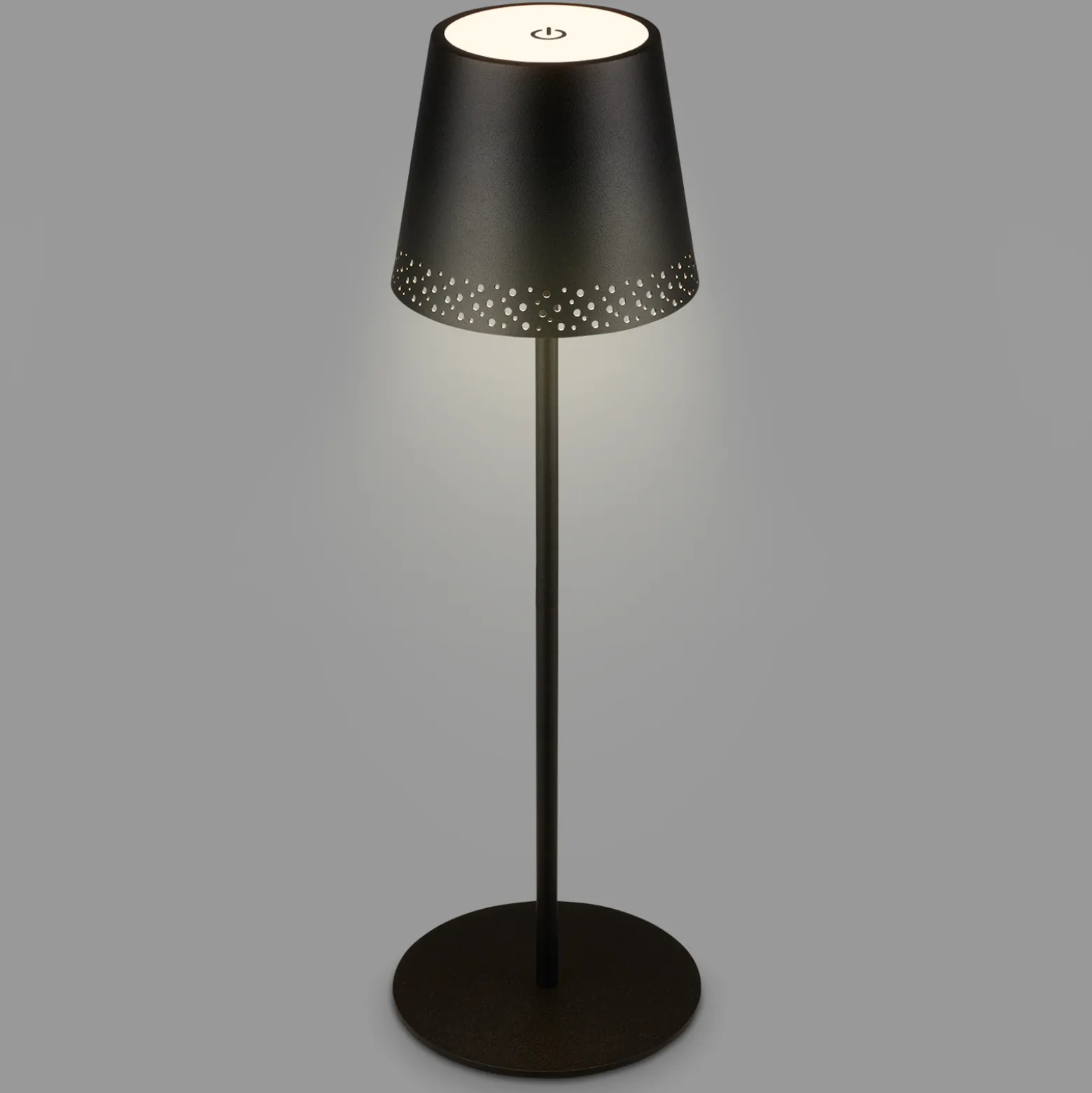Kiki LED ladattava pöytävalaisin, musta, IP44, 3 000K