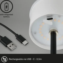 Kiki LED ladattava pöytävalaisin, musta, IP44, 3 000K