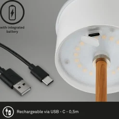 Kiki LED ladattava pöytävalaisin, musta/kultainen, IP44, 3000K