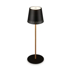 Kiki LED ladattava pöytävalaisin, musta/kultainen, IP44, 3000K