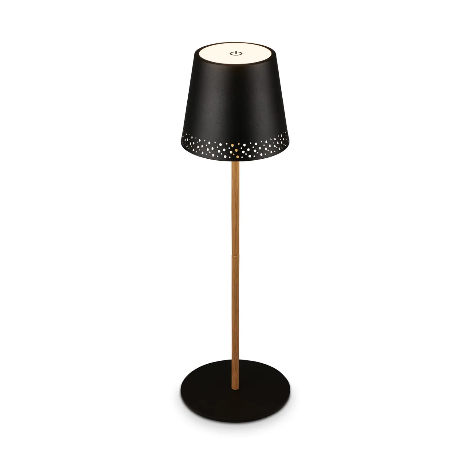 Kiki LED ladattava pöytävalaisin, musta/kultainen, IP44, 3000K
