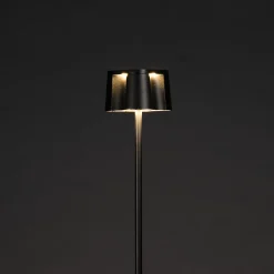 Kiva ladattava LED-lattiavalaisin, musta, alumiini, IP54, himmennin,