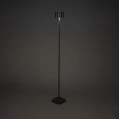 Kiva ladattava LED-lattiavalaisin, musta, alumiini, IP54, himmennin,