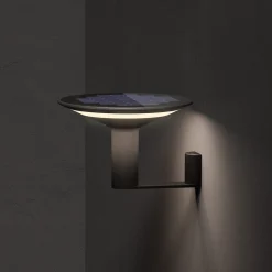 KLEWE LED-aurinkoseinävalaisin Keope, antrasiitti, Ø 21 cm, alumiini IP65