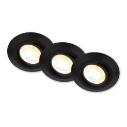 Klira uppoasennettava LED-valaisin, musta, Ø 9 cm, kääntyvä, 3 kpl