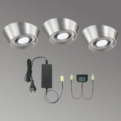 3 kpl PAL CF-LED-kaapinalusvalaisin, Ø 12 cm