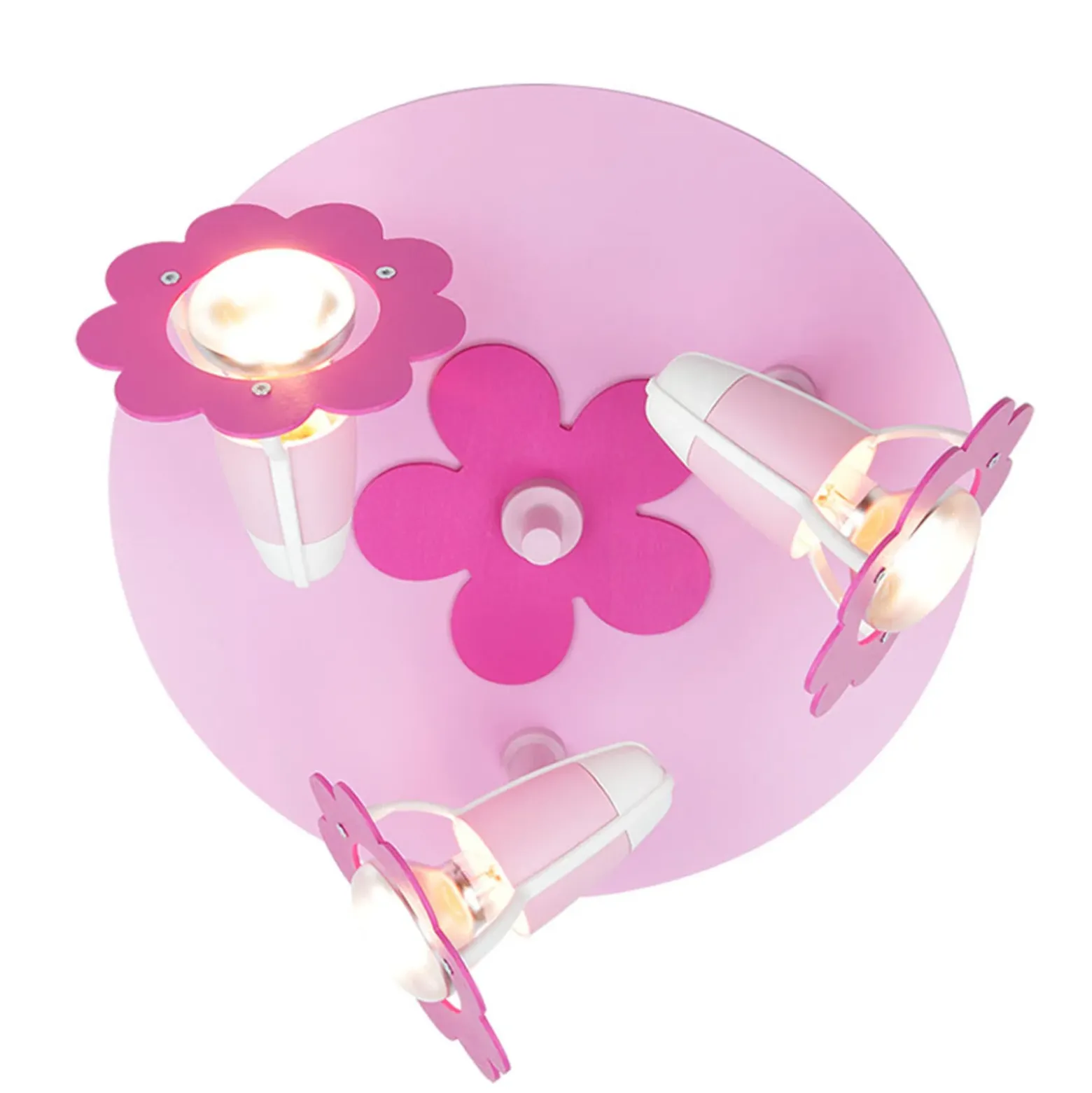 Kukka-kattovalaisin, roosa, pyöreä, 3-lamppuinen