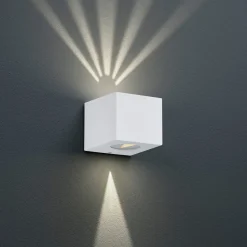 Kulmikas LED-ulkoseinälamppu Cordoba, valkoinen
