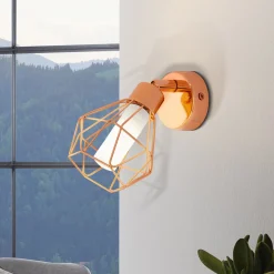 Kuparinvärinen LED-seinävalaisin Zapata häkkityyli