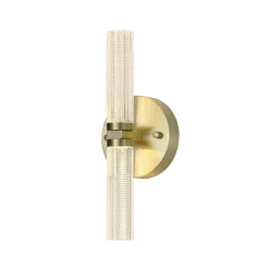Kylpyhuoneen LED-seinälamppu Aberdeen, korkeus 34 cm, messinkivärinen,