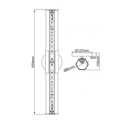 Kylpyhuoneen LED-seinävalaisin Facet Dual, kromi, 2-valo, leveys 66 cm