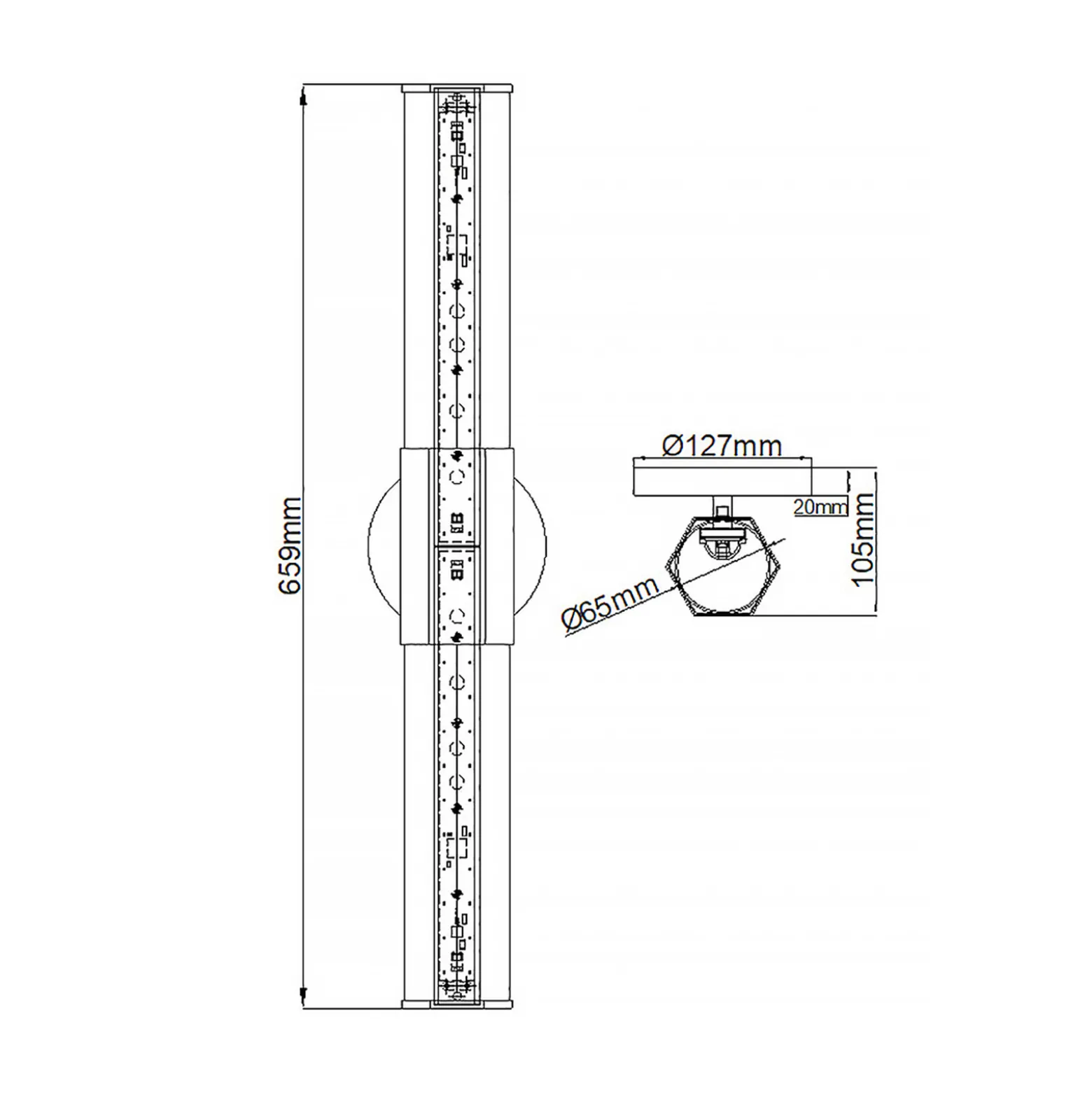 Kylpyhuoneen LED-seinävalaisin Facet Dual, kromi, 2-valo, leveys 66 cm
