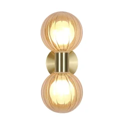 Kylpyhuoneen seinälamppu Lumisphere, kerma/messinki, korkeus 28 cm,