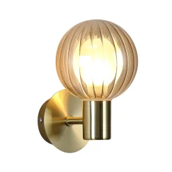 Kylpyhuoneen seinälamppu Lumisphere, kermanvärinen/messinkivärinen, korkeus 12