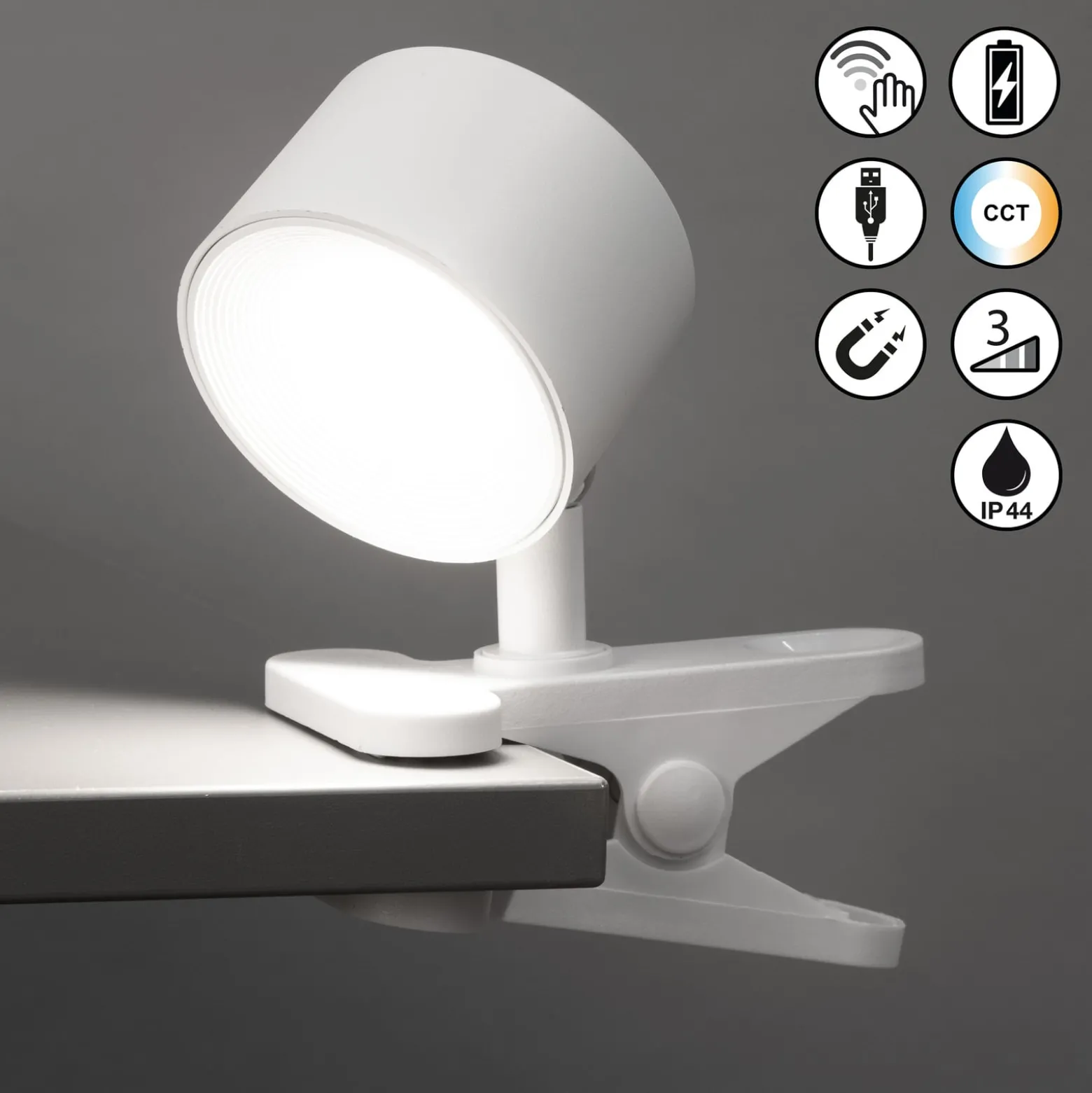Ladattava LED-kiinnitysvalo Magnetics, valkoinen, himmennettävä, CCT-arvo